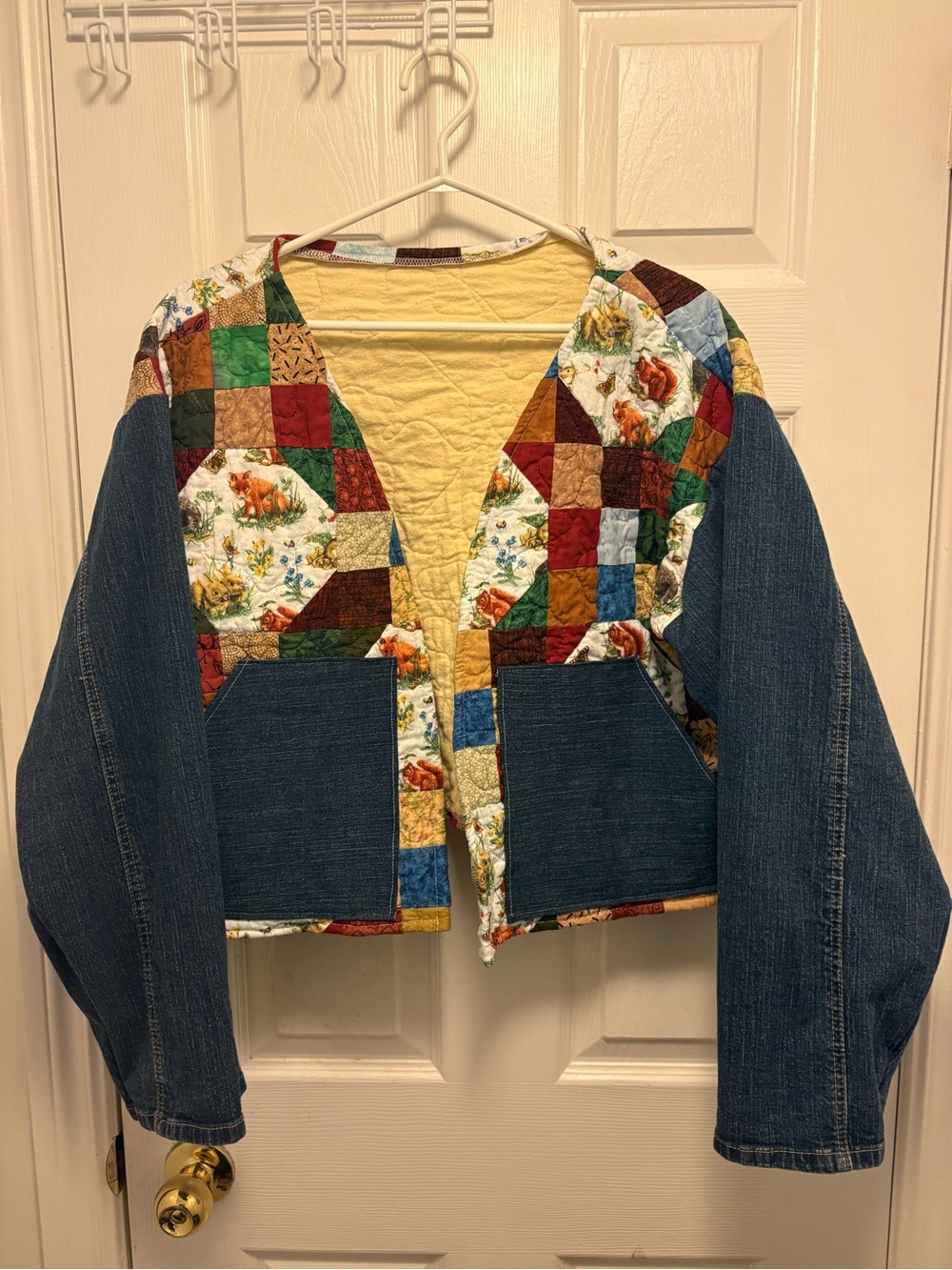 Handmade Quilted Patchwork Denim Jacket